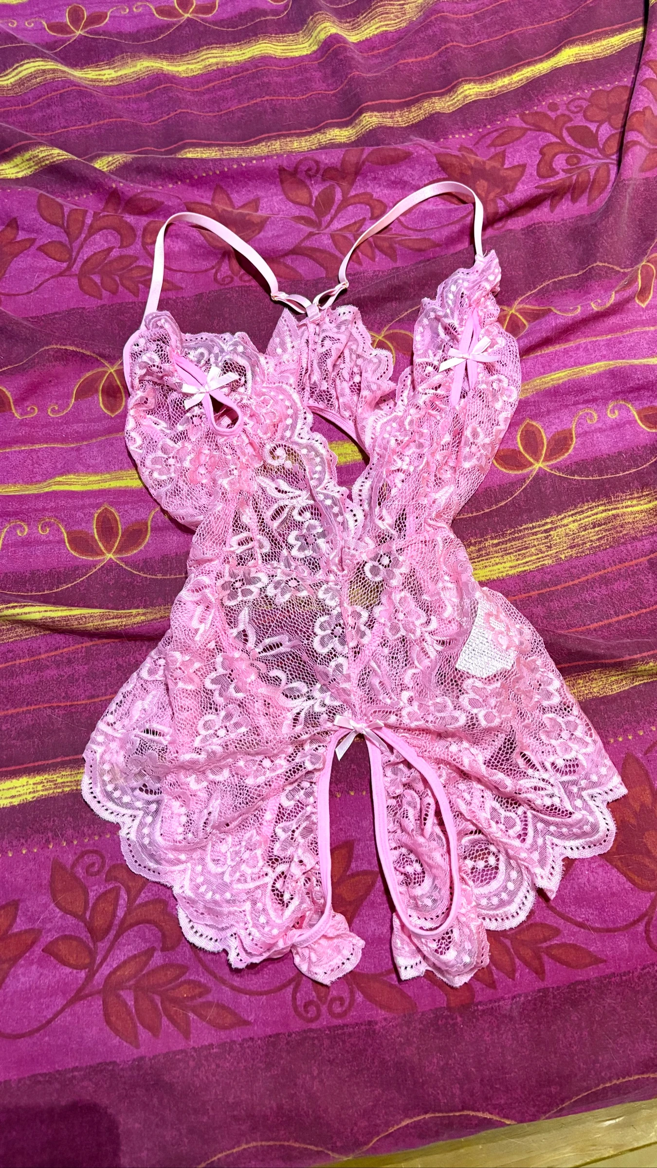 Body Lingerie Rose en Dentelle Ouvert Dos Nu – Taille XXL – Neuf avec Emballage